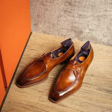 Tan Leather Algarve Single Monk Straps