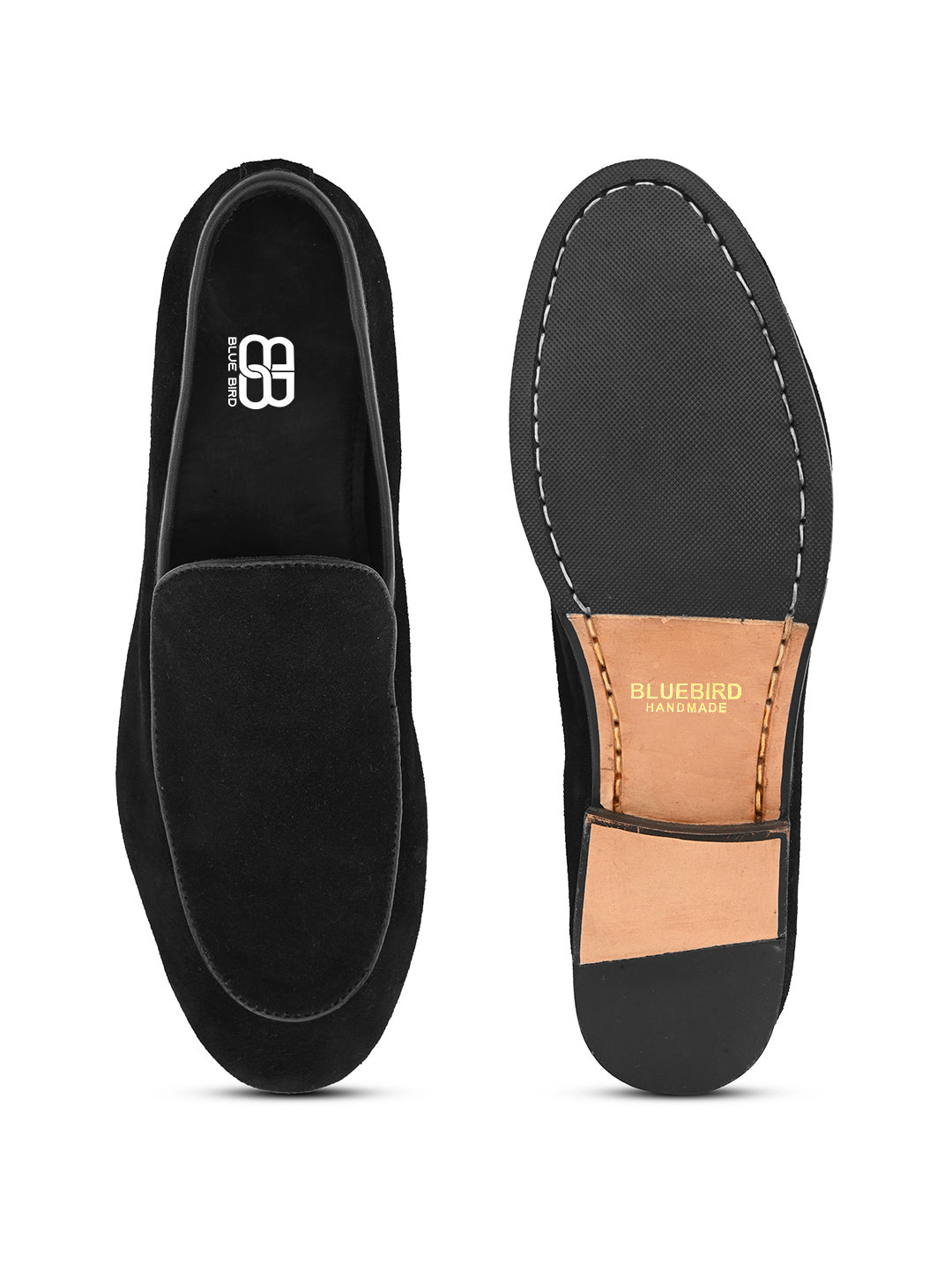 Black Suede Loafers with Crist Piping Stitched Shoes for Timeless Style